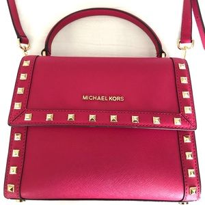 Michael Kors Hot Pink Studded Top Handle Crossbody